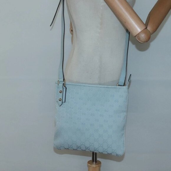 GUCCI GG Canvas Shoulder Bag Outlet Light Blue - Picture 1 of 16